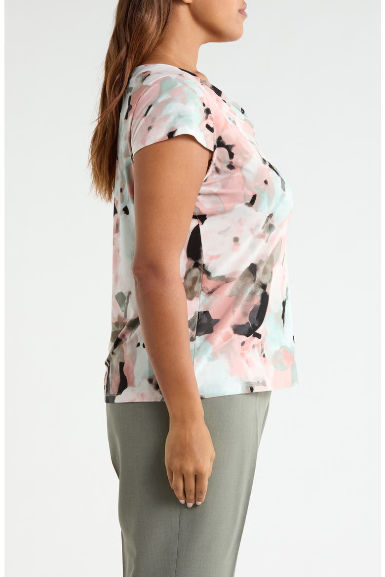 Blurred Floral Print Cowl Neck Top, Alternate, color, TEAROSE MULTI