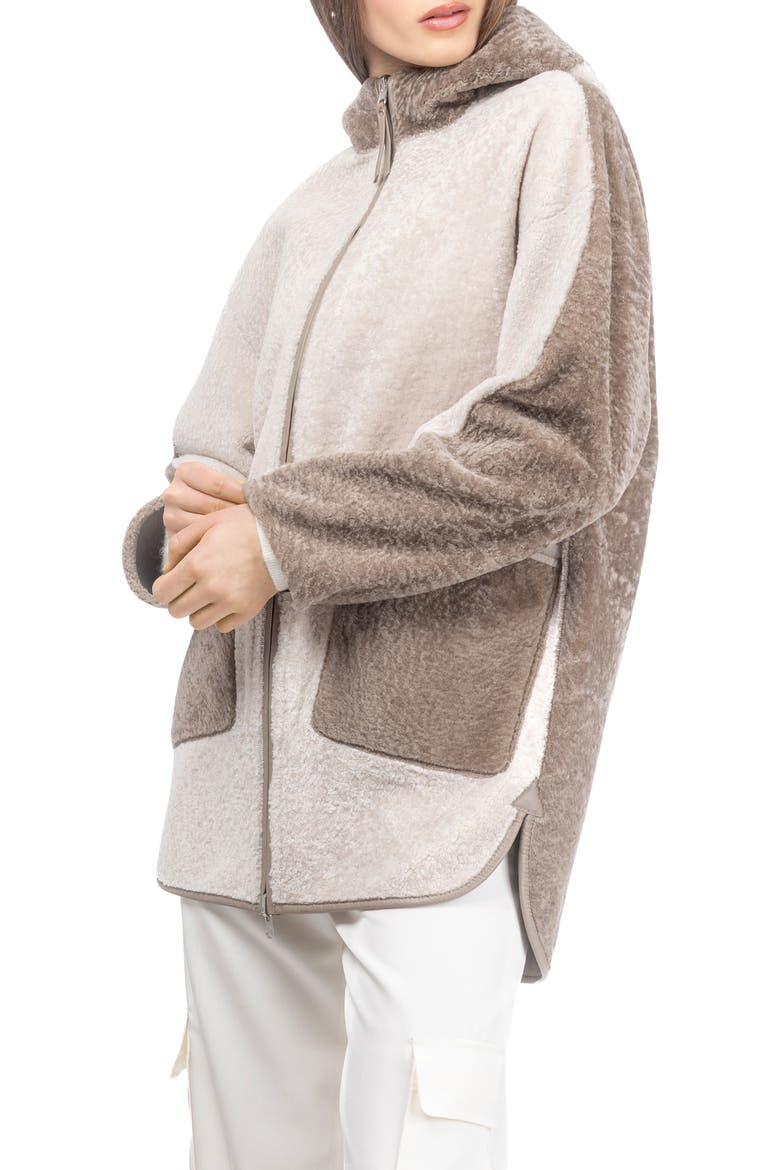 Textured Genuine Shearling Parka, Alternate, color, BEIGE/TAUPE