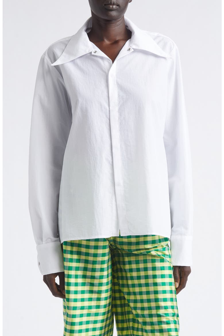 Nylon Blend Snap-Up Shirt, Main, color, WHITE NYLON