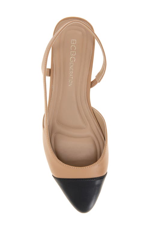 Bcbgeneration Tillie Slingback Cap Toe Pump In Tan/black