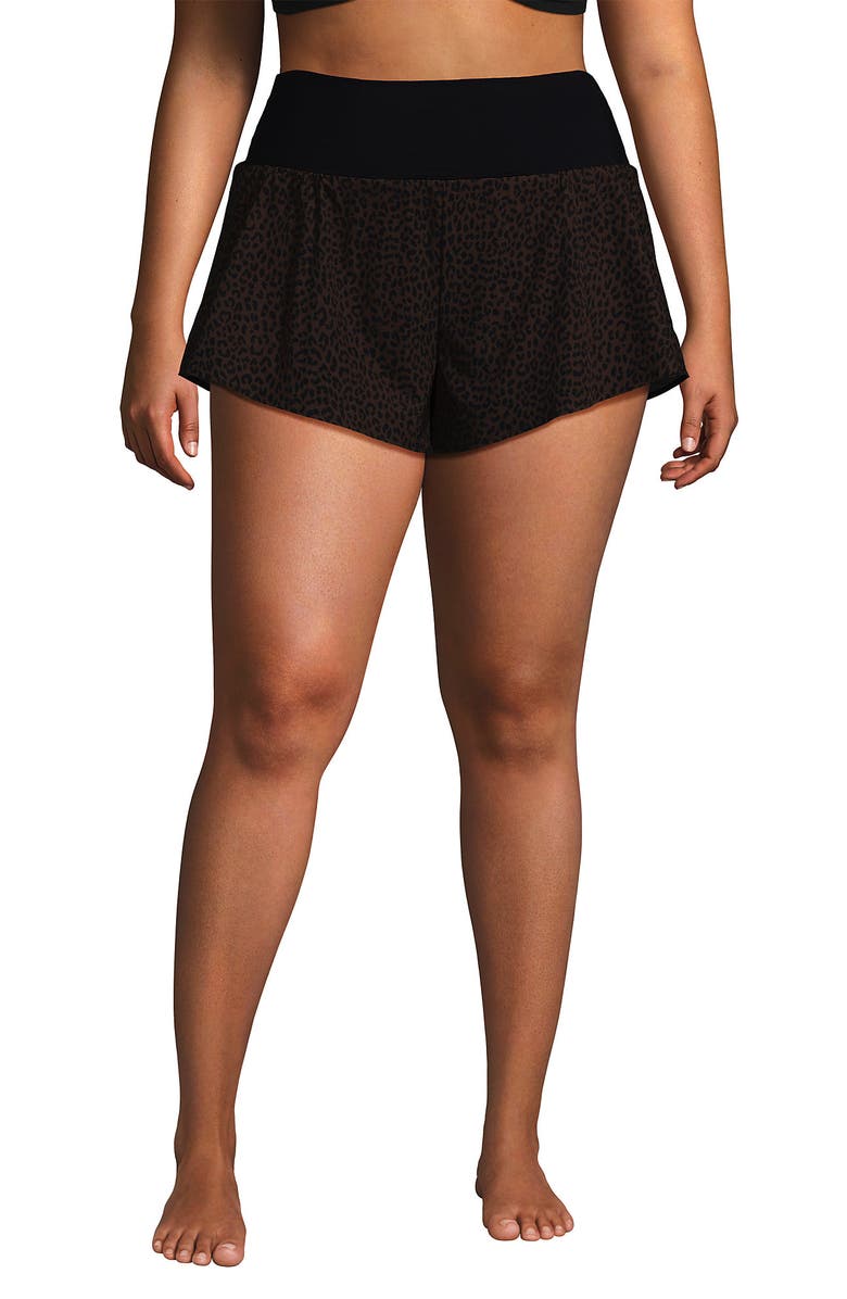 Lands' End 3" Pinchless Flutter Swim Short with Panty, Main, color, Brown Leopard