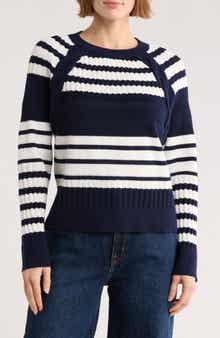 Adrianna Papell Wavy Rib Stripe Sweater