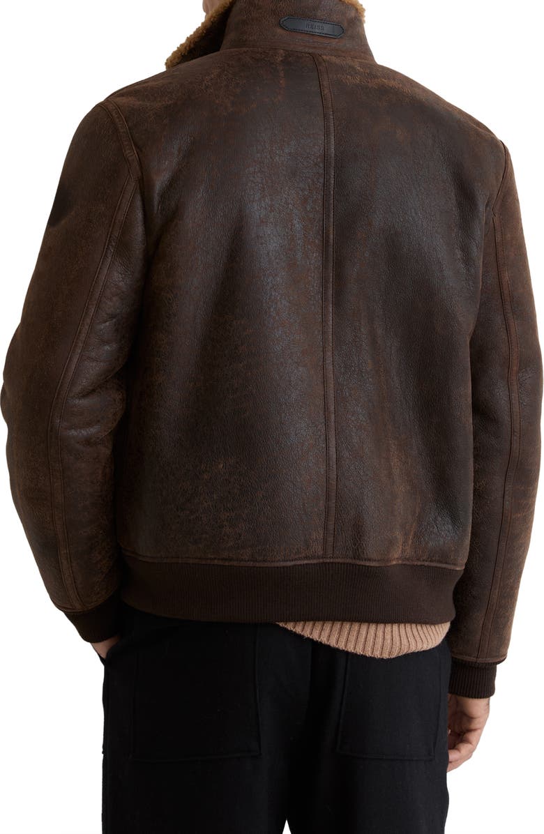Reiss Peveral Genuine Shearling Lined Leather Jacket, Alternate, color, Brown