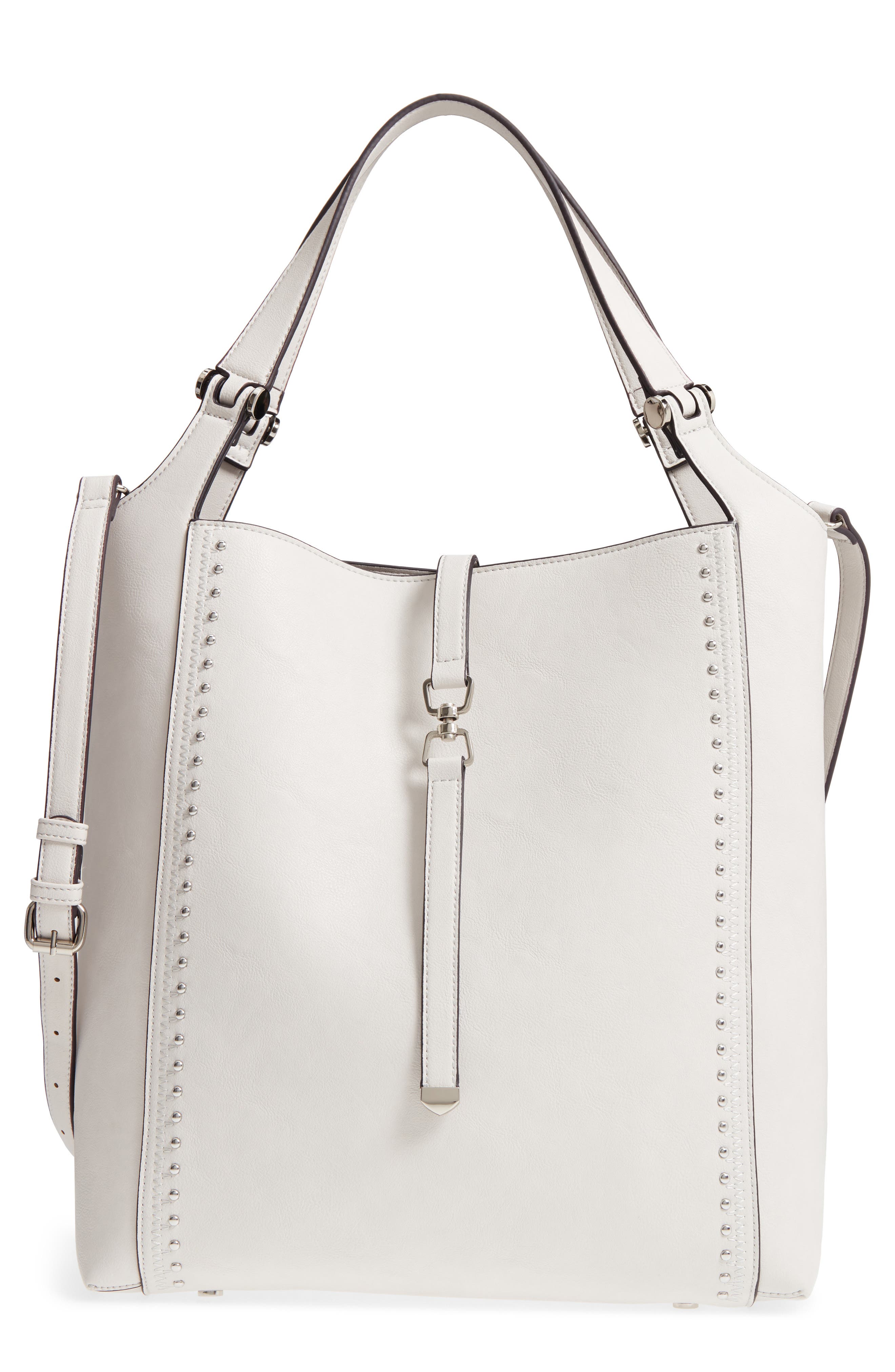 Sole Society Large Studded Faux Leather Tote, Main, color, 