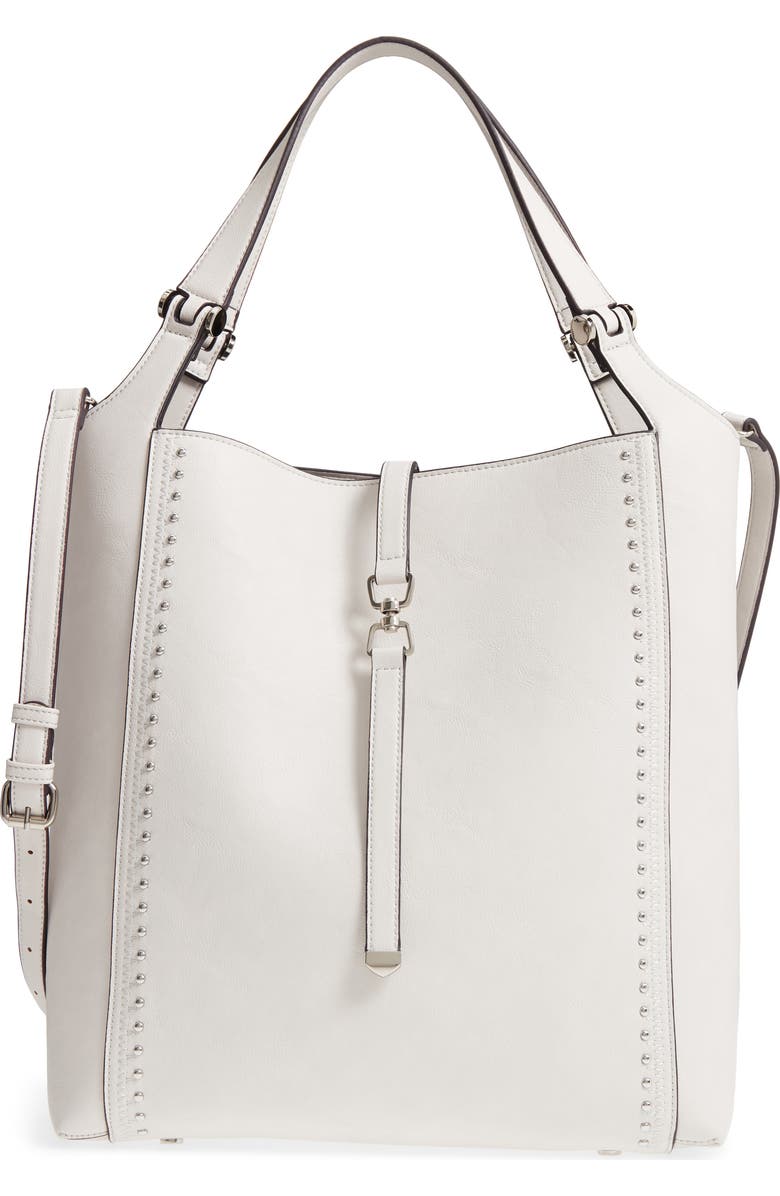 Sole Society Large Studded Faux Leather Tote, Main, color,