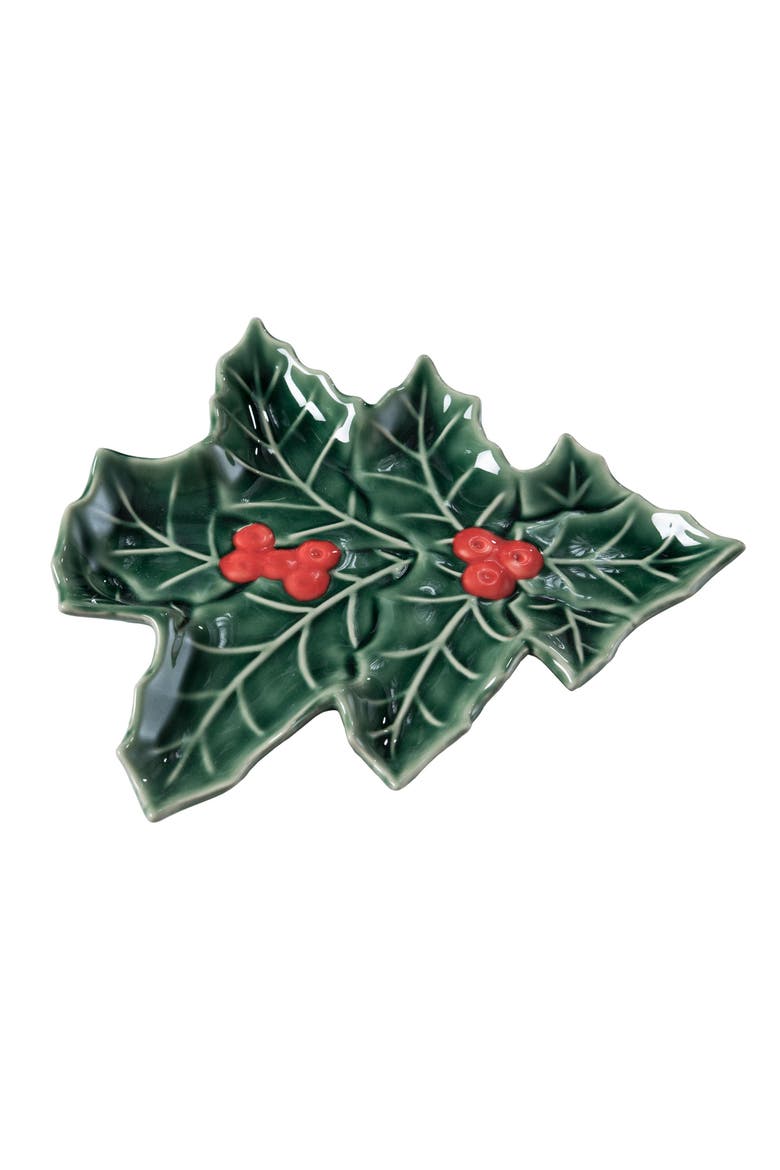Holly Tree Decorative Christmas Plate, Alternate, color, Green