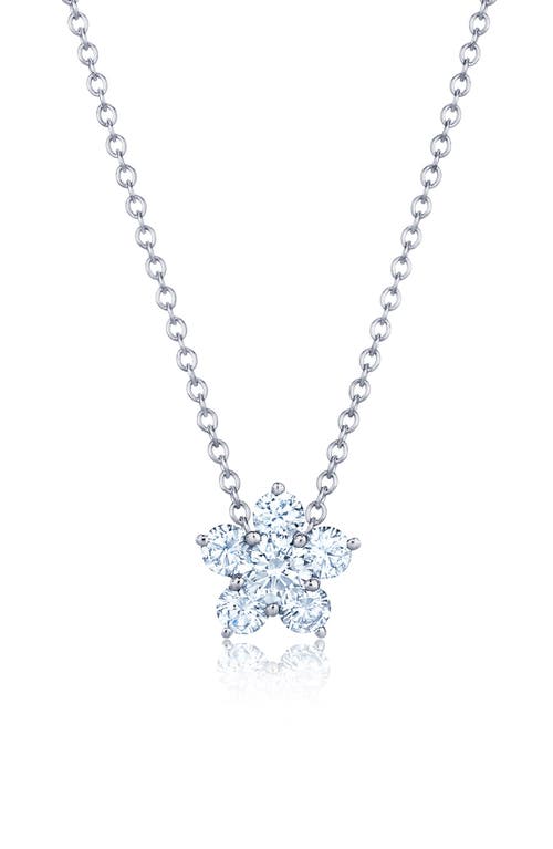 Kwiat Floral Diamond Cluster Pendant Necklace In White