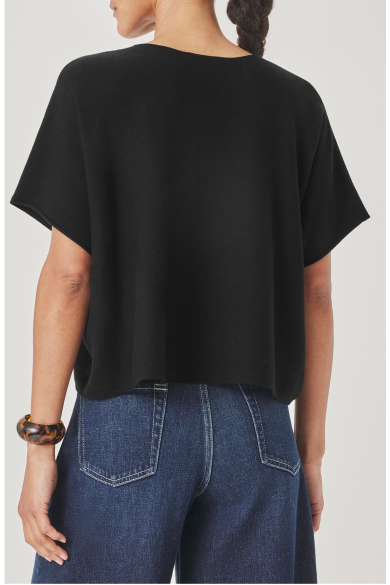 Christa Short Sleeve Sweater, Alternate, color, BLACK