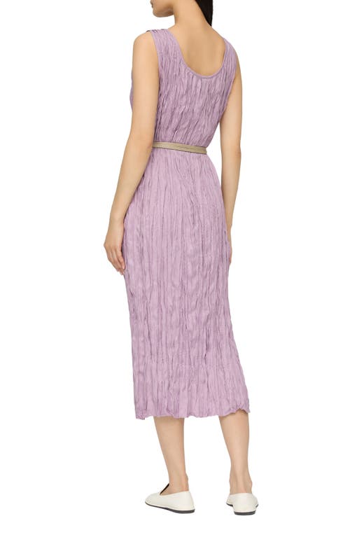 Lafayette 148 Plisse Belted Midi Sleeveless Dress