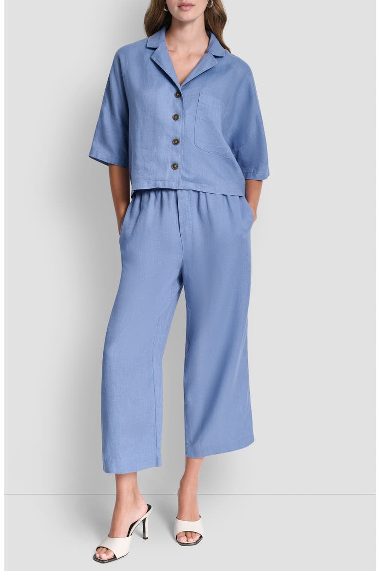 Linen Camp Shirt, Alternate, color, LIBERTY SKY
