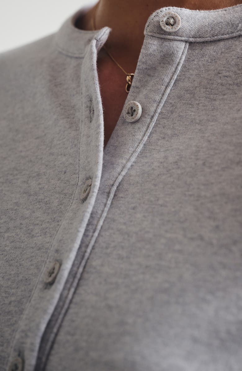 Brooklyn Industries Long Sleeve Stretch Cotton Crop Henley, Alternate, color, Light Grey Melange