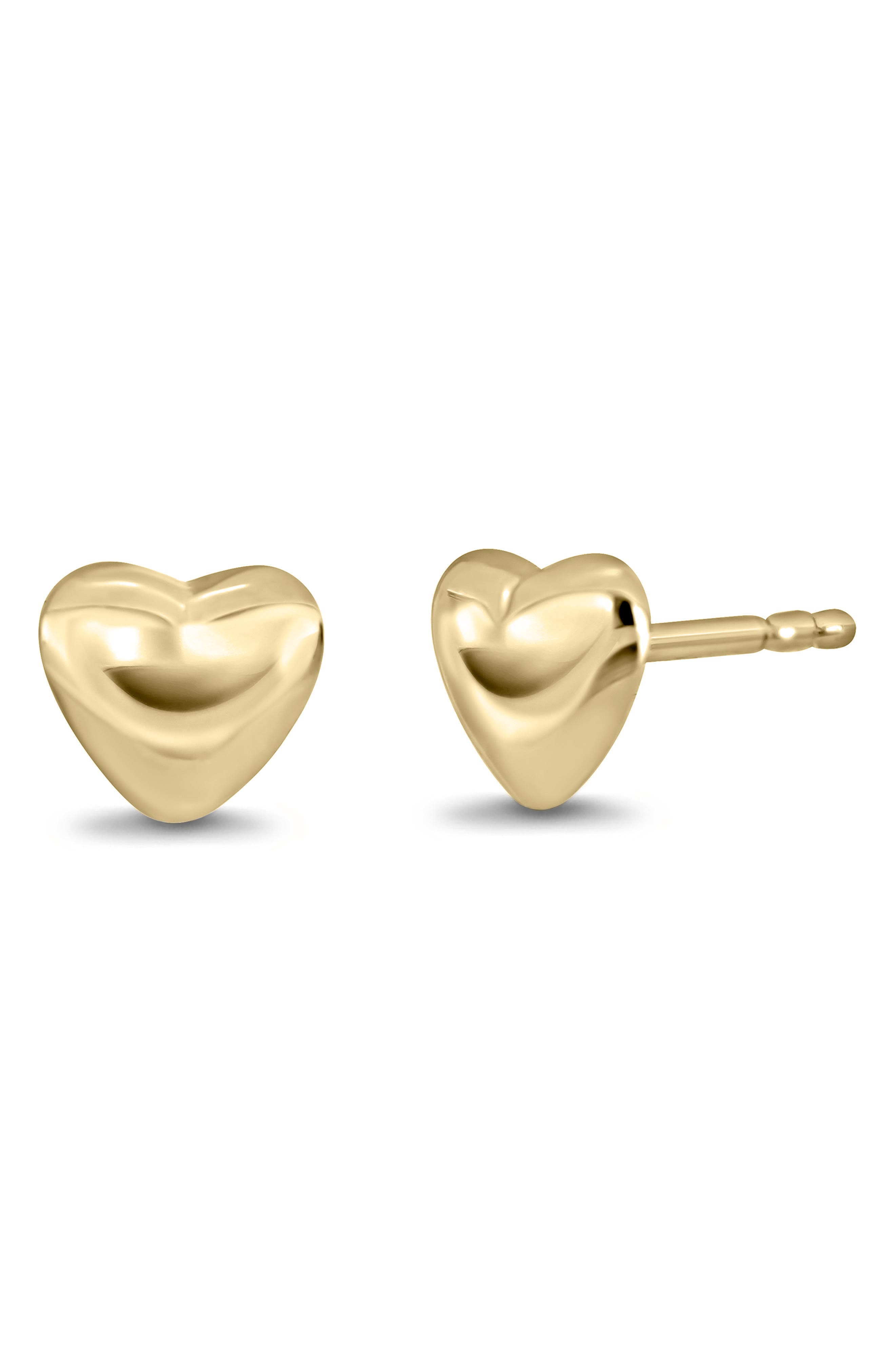 14k Gold Heart Stud Earrings