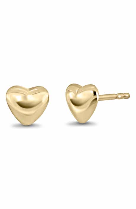 14k Gold Heart Stud Earrings