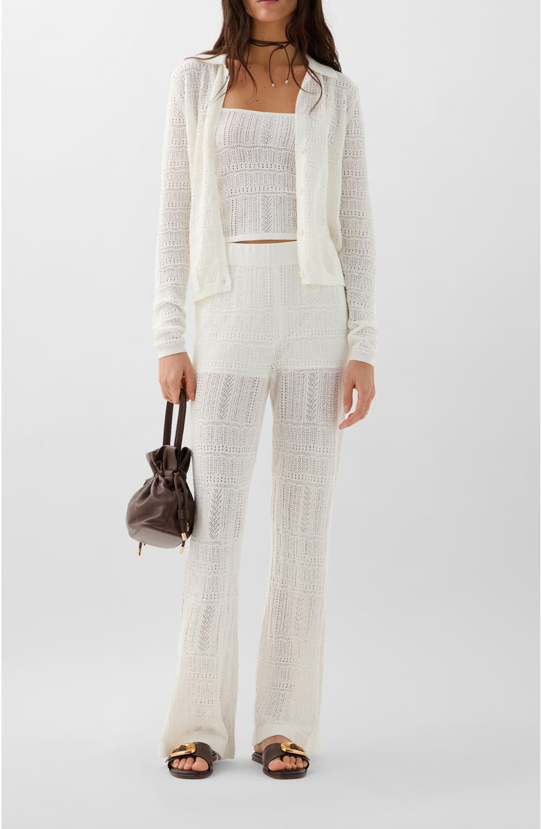 Scalpers Pointelle White Cardigan, Alternate, color, White