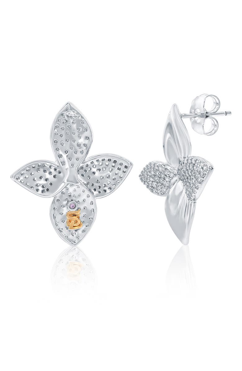 SUZY LEVIAN Flower Petal Cubic Zirconia Stud Earrings, Alternate, color, White/ Silver