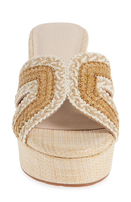 Chocolat Blu Gen Platform Sandal In Tan Raffia