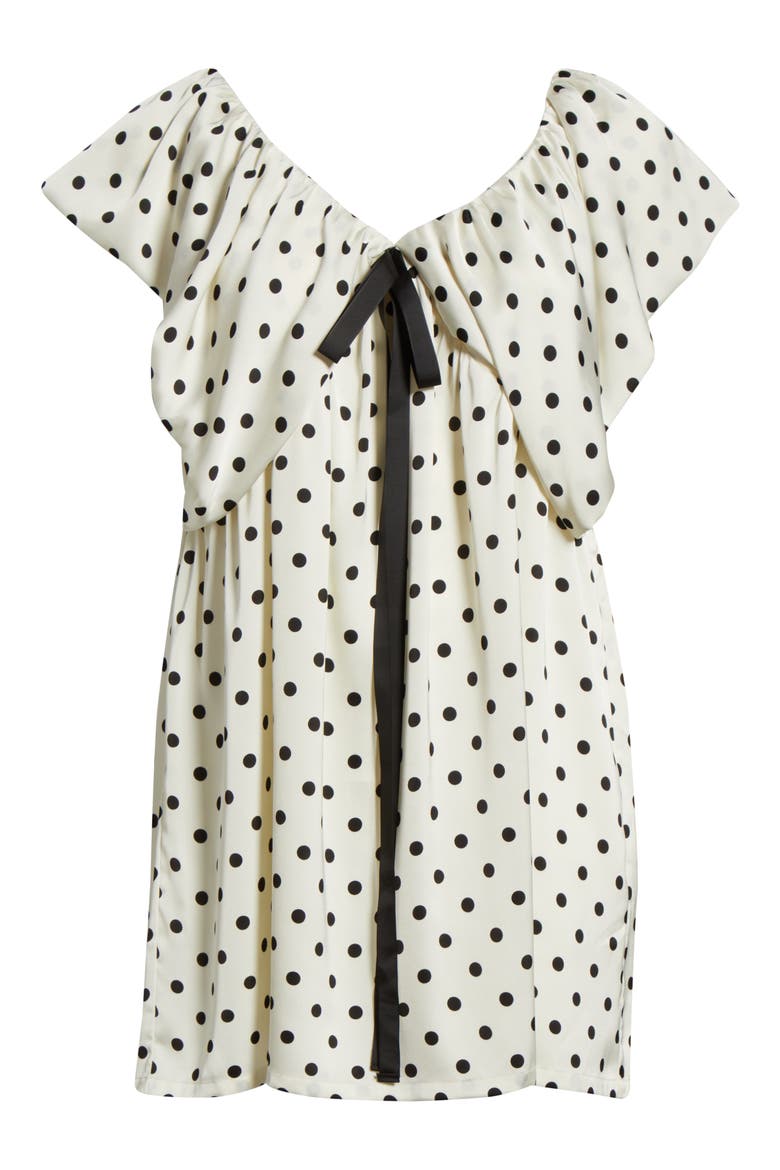 Lois Polka Dot Cotton Babydoll Dress, Alternate, color, WHITE-BLACK