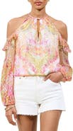 Lipsy Metallic Ruffle Clip-Dot Chiffon Top