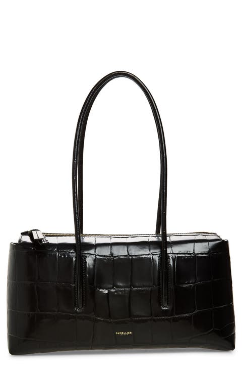 The Stockholm Croc Embossed Leather Shoulder Bag