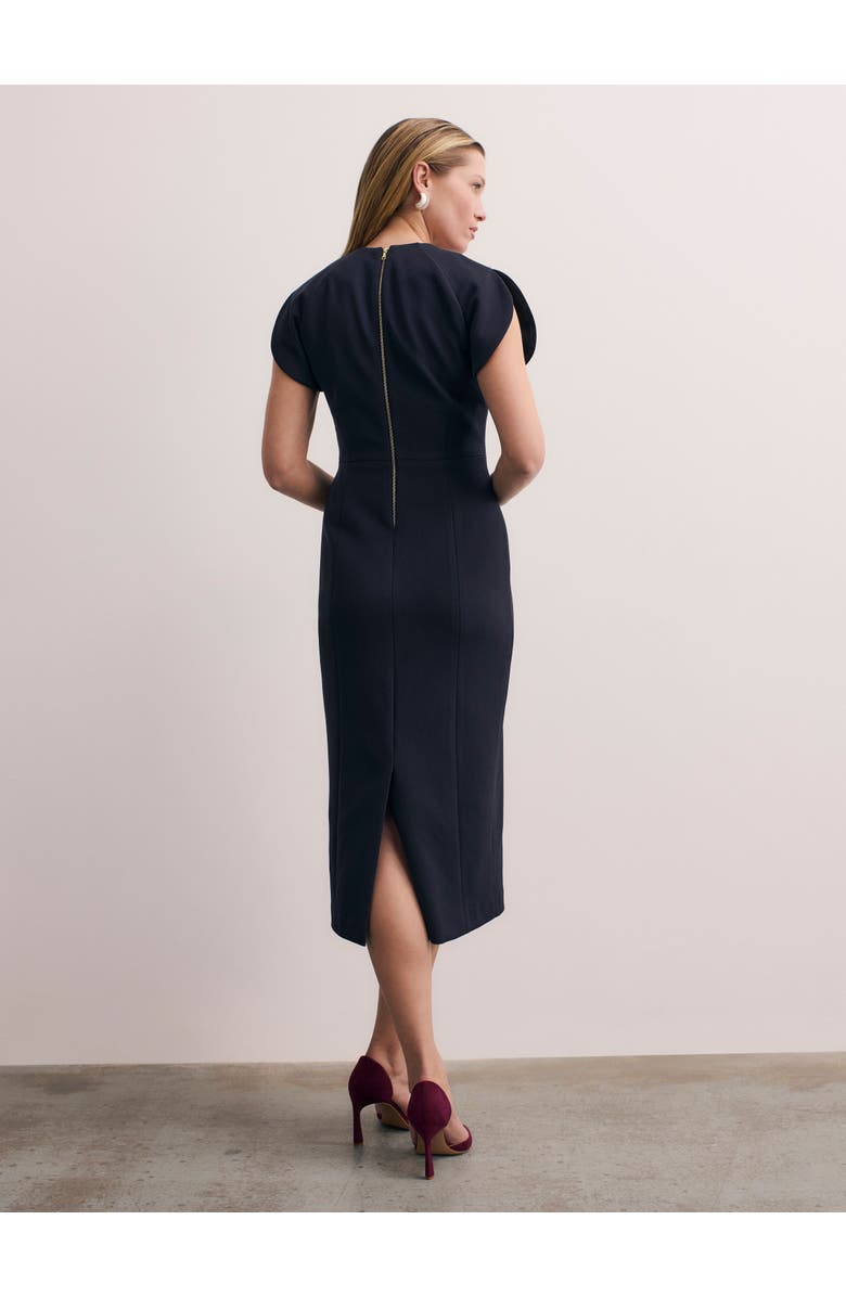 The Fold Paola Sculpt Stretch Crepe Dress, Alternate, color, Navy