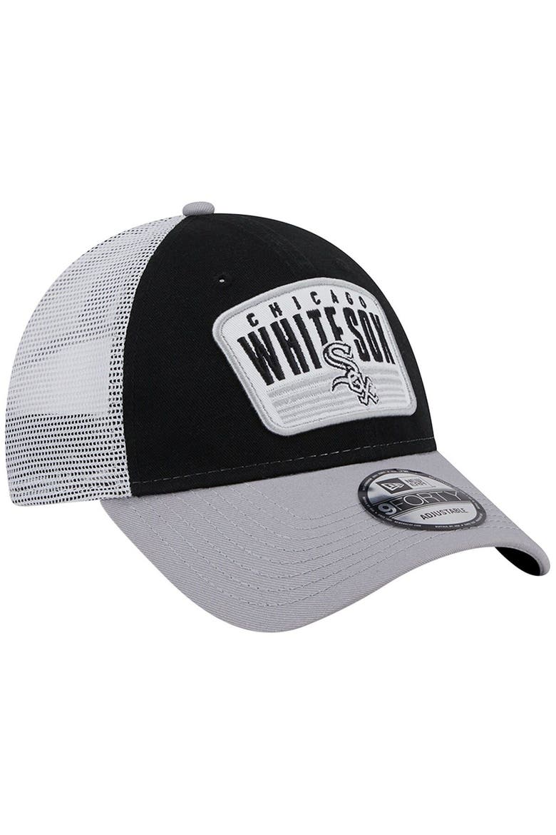 Men's New Era Black Chicago White Sox Two-Tone Patch 9FORTY Snapback Hat, Alternate, color, Black