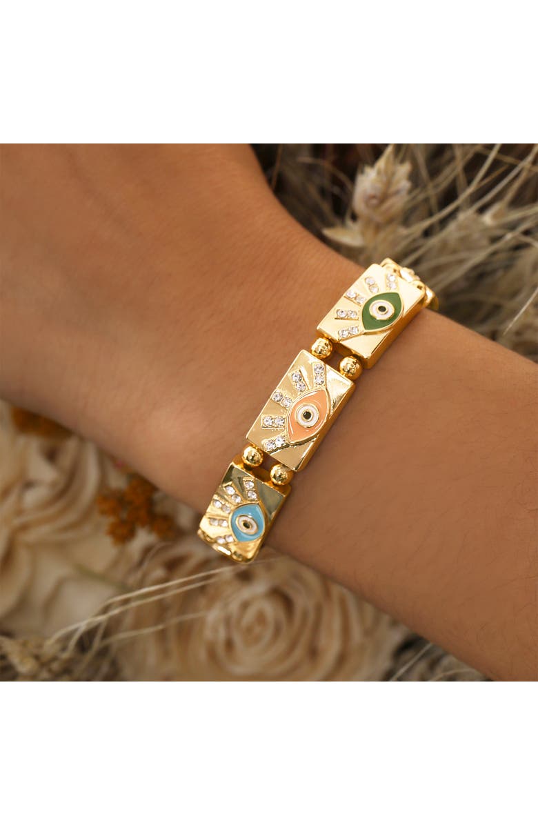 Jessica Simpson Gold-Tone Evil Eye Bracelet, Alternate, color, Gold