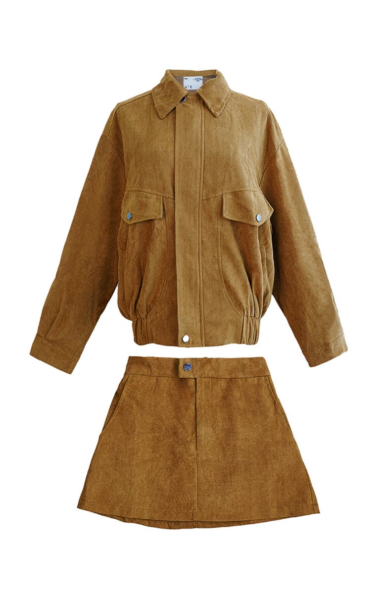 ATS Remi Suede Jacket And Skort Set, Alternate, color, Light Brown