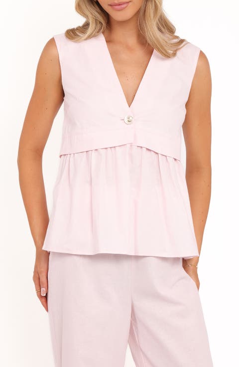 Bristal Split Front Cotton & Linen Top