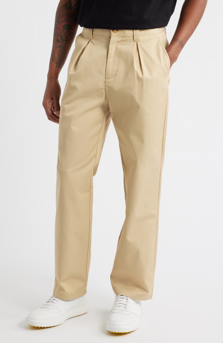 Malbon Golf Reverse Pleat Pants, Main, color, Khaki