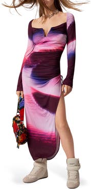 Desigual Tie Dye Block Print Long Sleeve Dress