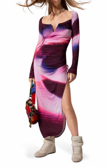 Desigual Tie Dye Block Print Long Sleeve Dress