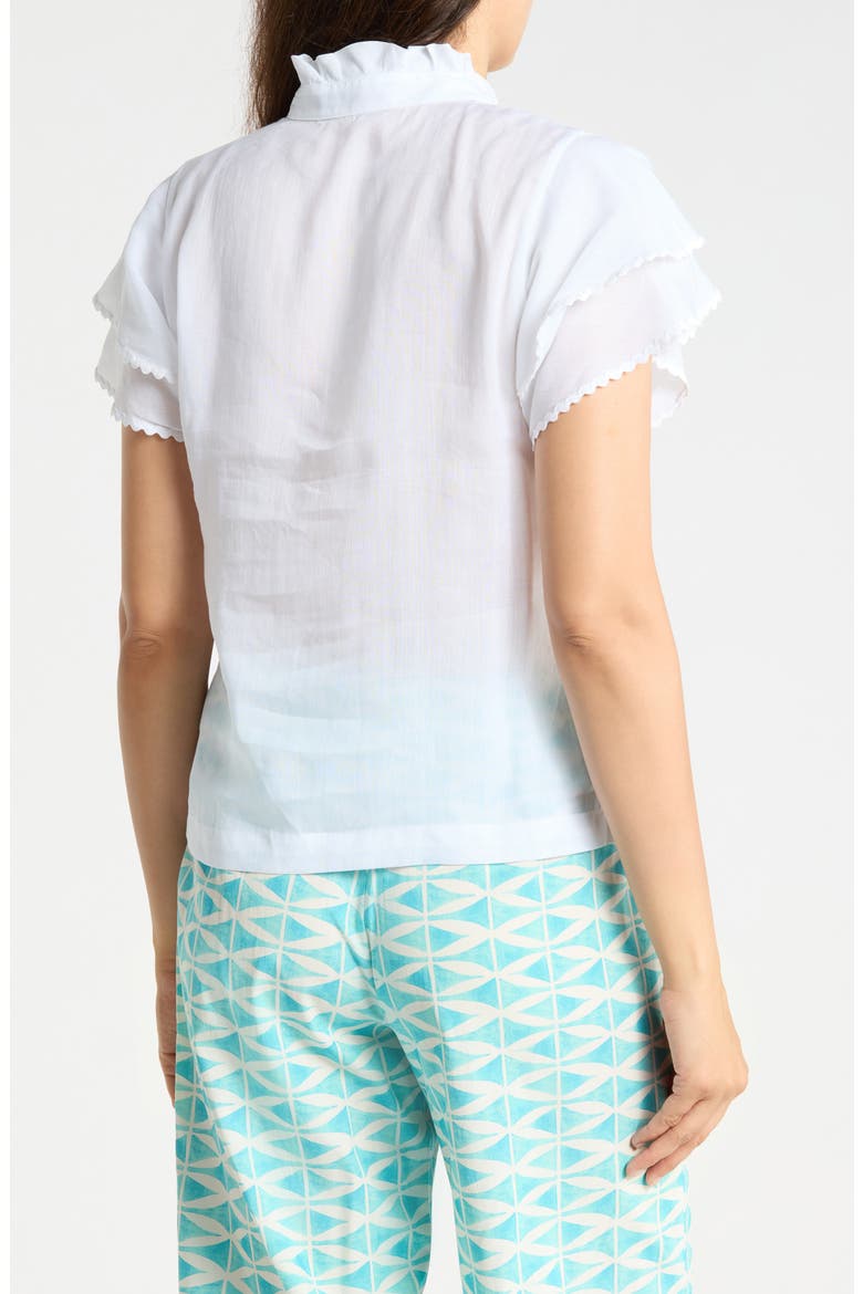 Elara Flutter Sleeve Woven Top, Alternate, color, WHITE