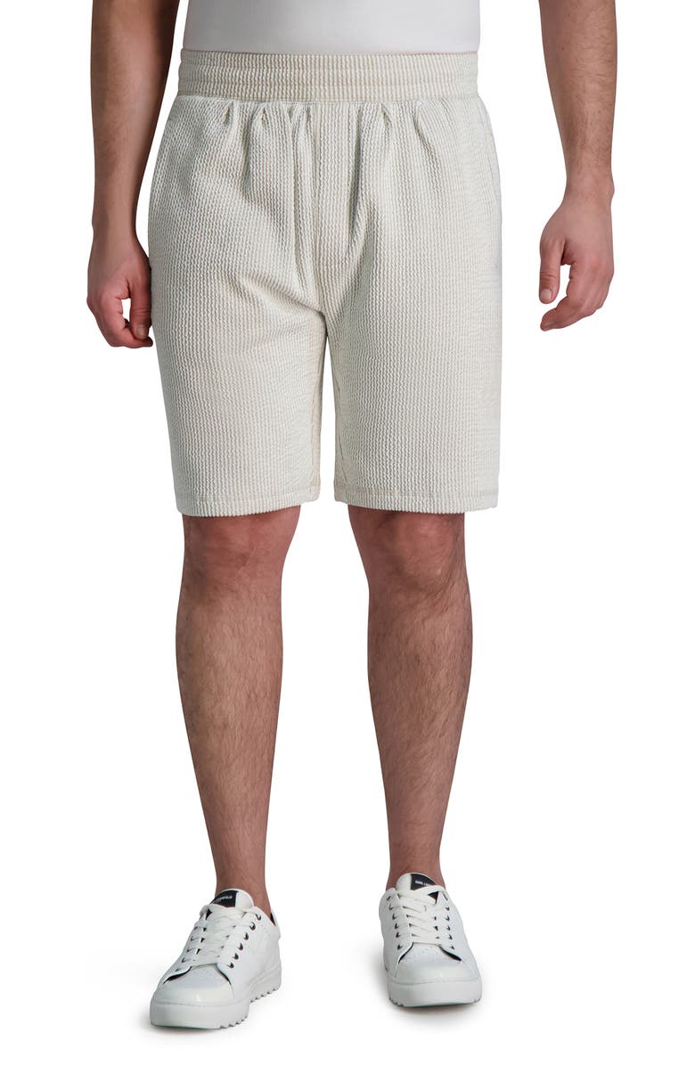 KARL LAGERFELD PARIS Seersucker Pull-On Shorts, Main, color,