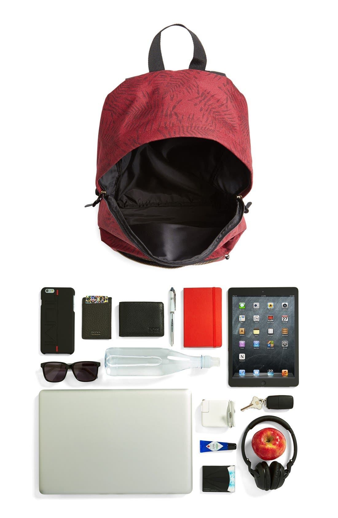 Topman Leaf Print Backpack, Alternate, color, 