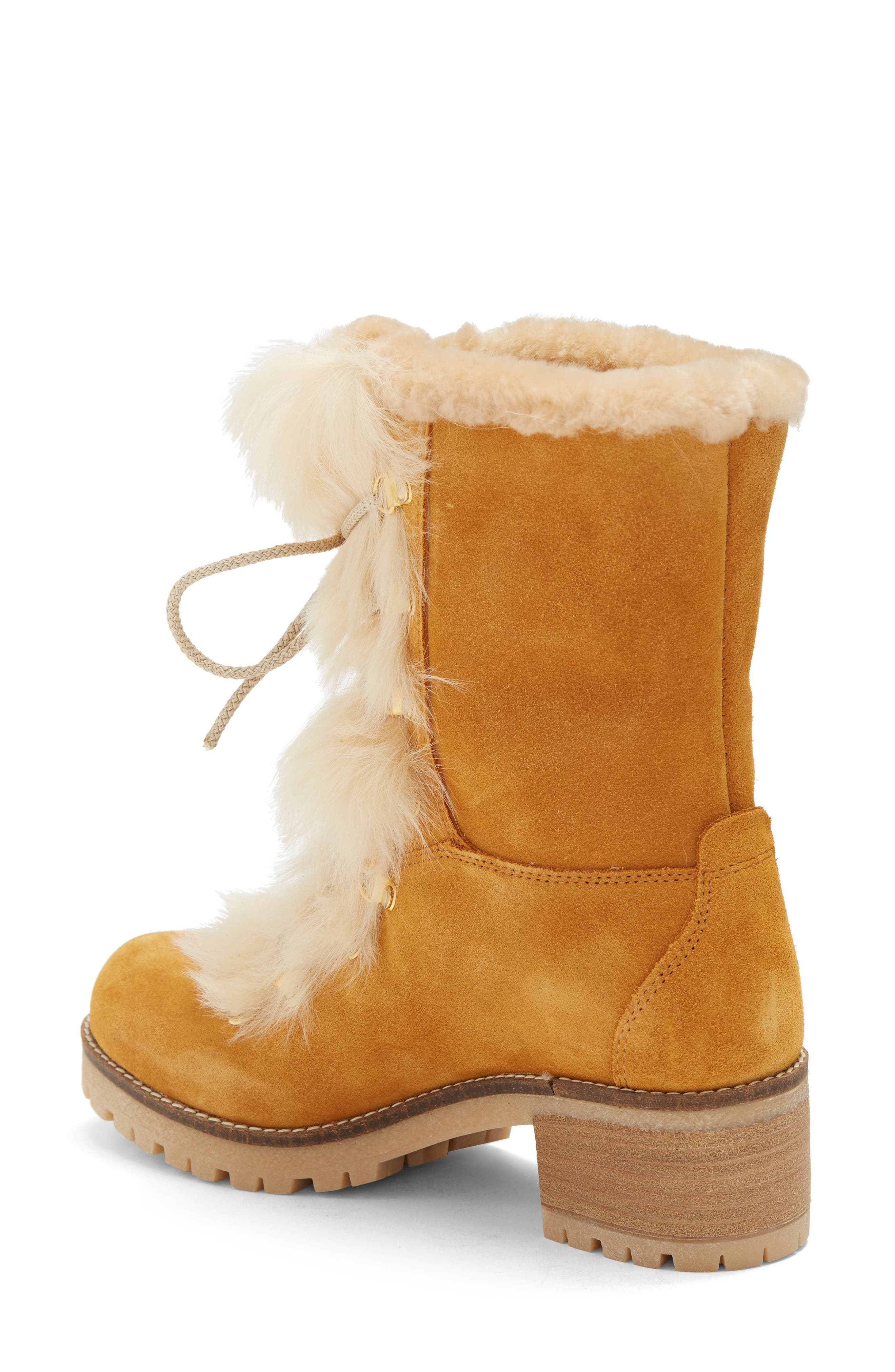 La Montelliana Stella Genuine Shearling Trimmed Lace-up Boot, Alternate, color, 