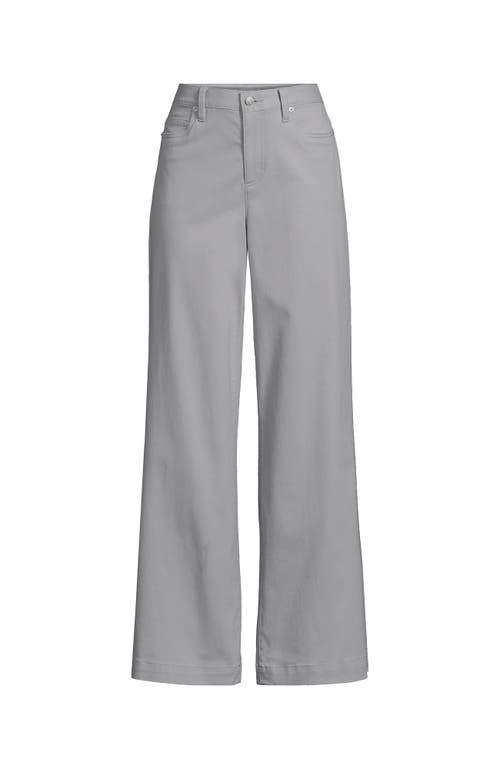 Lands' End High Rise 5 Pocket Wide Leg Chino Pants In Gray