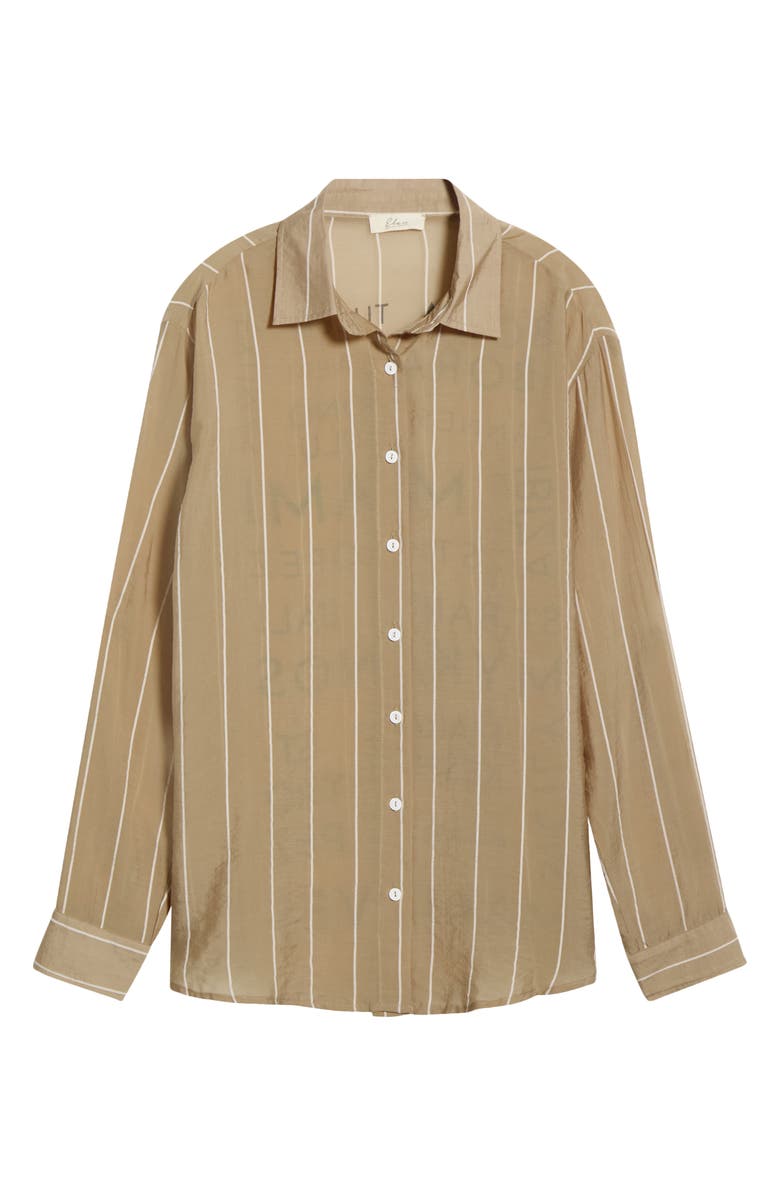 Elan Stripe Button-Up Cover-Up Shirt, Main, color, Tan