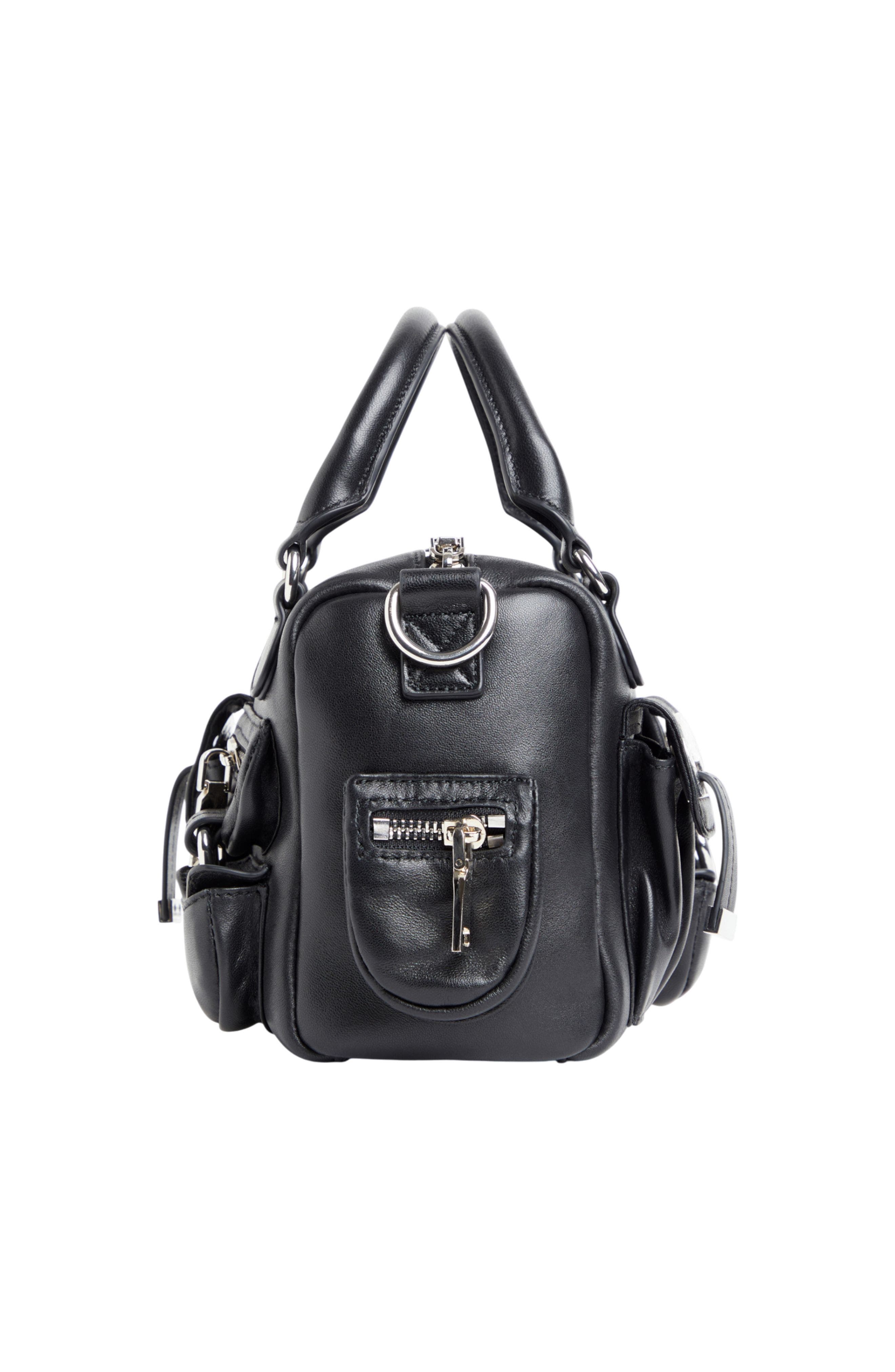 Cynthia Rowley Mini Leather Cargo Bag, Alternate, color, Black