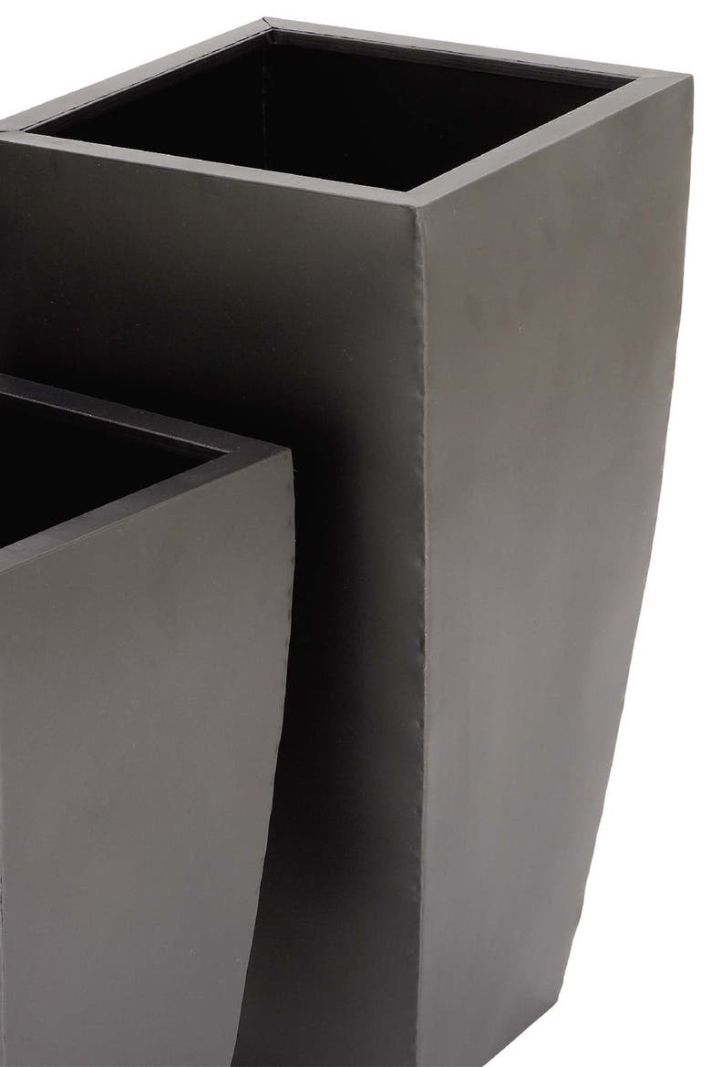 Dark Gray Metal Contemporary Planter with Tapered Base and Polished Exterior - Set of 3, Alternate, color, GREY