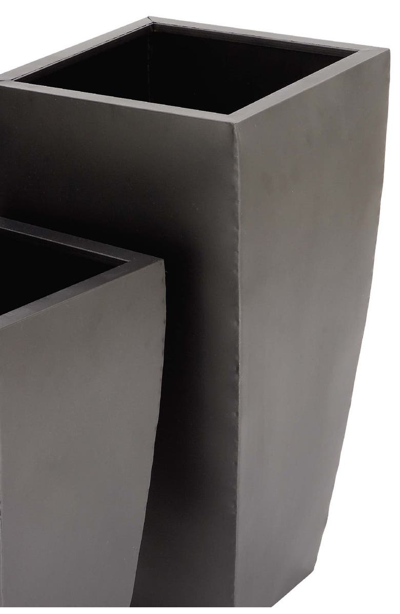 WILLOW ROW Dark Gray Metal Contemporary Planter with Tapered Base and Polished Exterior - Set of 3, Alternate, color, Grey
