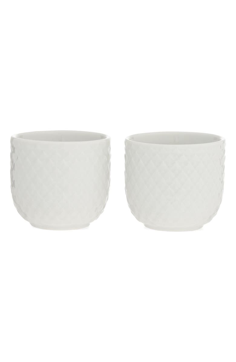 Lyngby Porcelaen Rhombe Set of 2 Egg Cups, Main, color, White