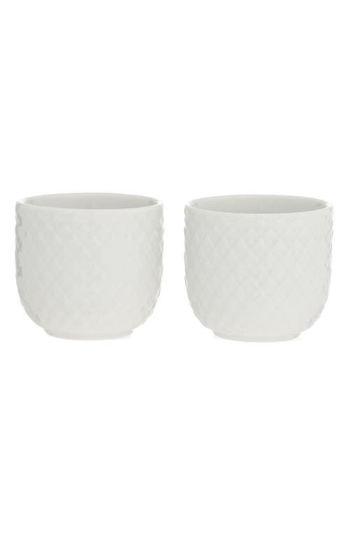Lyngby Porcelaen Rhombe Set Of 2 Egg Cups In White