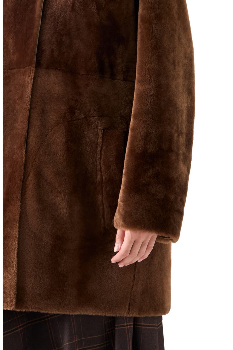 Genuine Shearling Hooded Coat, Alternate, color, CARAMEL