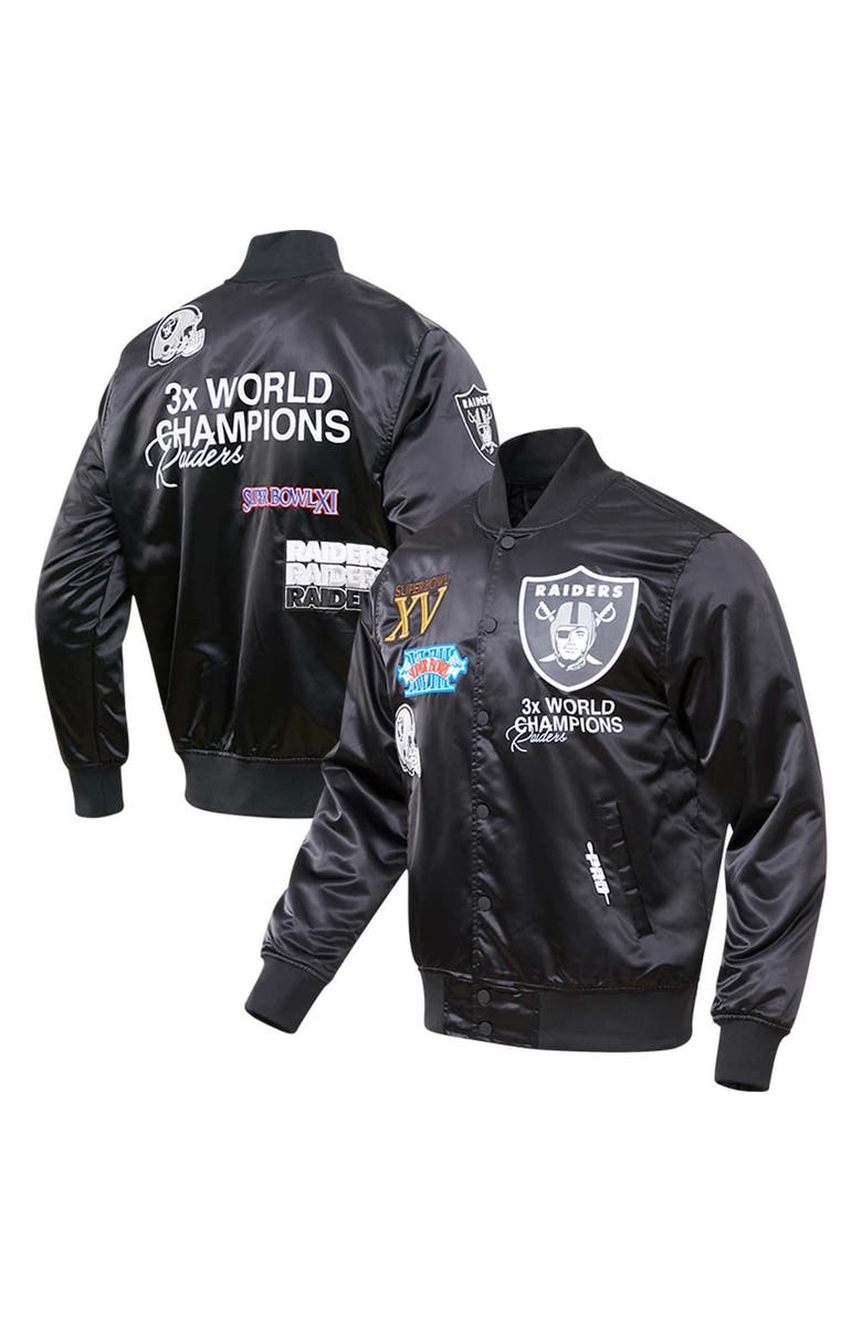 PRO STANDARD Men's Pro Standard Black Las Vegas Raiders Championship Satin Full-Snap Varsity Jacket, Alternate, color,