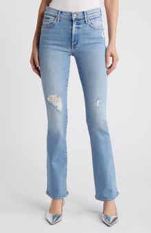 MOTHER The Insider Sneak Distressed High Waist Bootcut Jeans