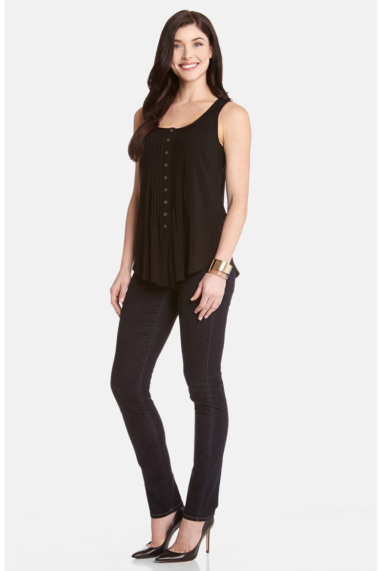 Sleeveless Pintuck Top, Alternate, color, BLACK
