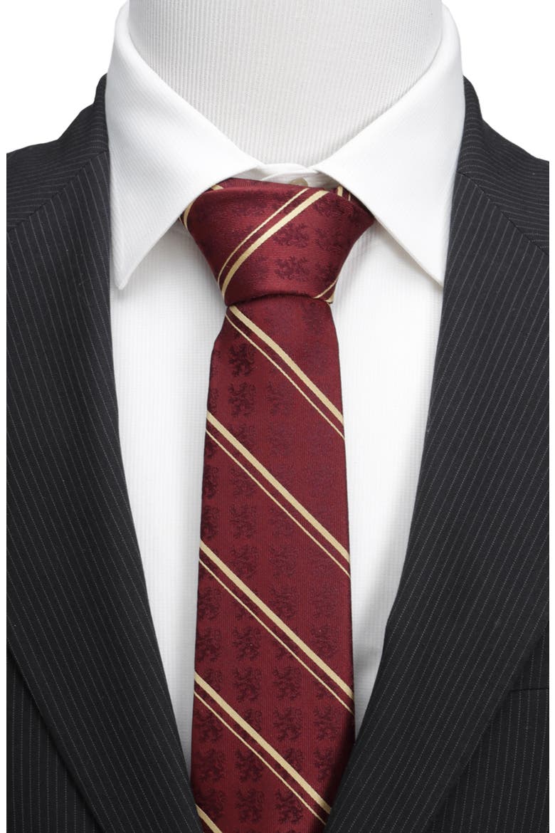 Harry Potter Gryffindor Stripe Silk Tie, Alternate, color, MAROON