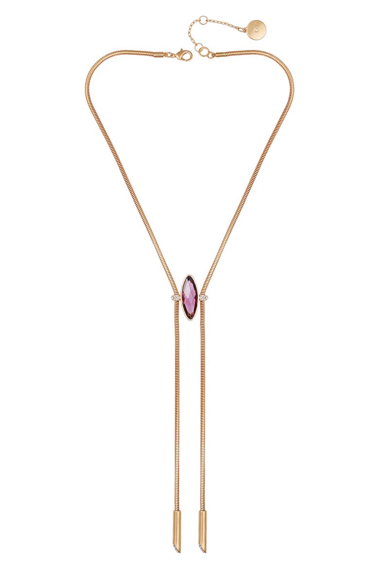 Crystal Snake Chain Y-Necklace, Alternate, color, PURPLE/ GOLD TONE