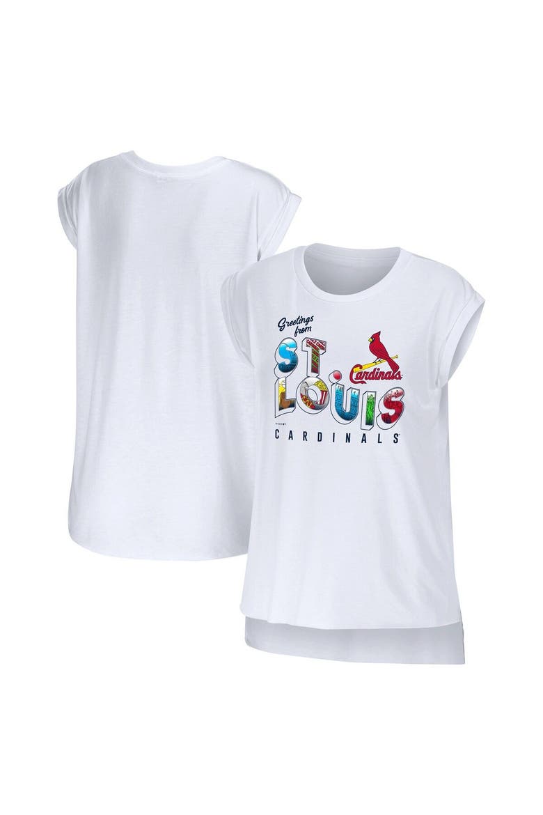 Women's WEAR by Erin Andrews White St. Louis Cardinals Greetings From T-Shirt, Main, color, White