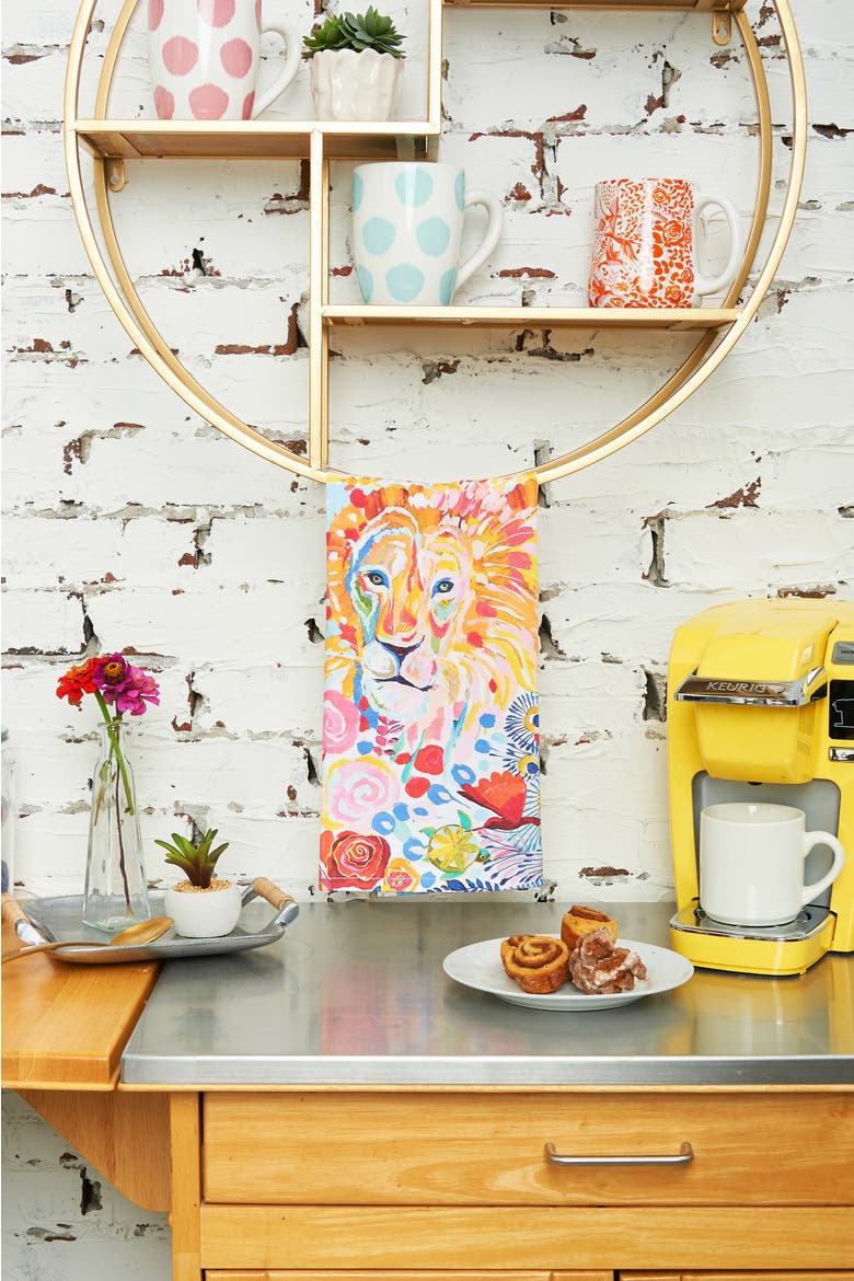 Animal Kingdom Printed Kitchen Towel, Alternate, color, Yellow